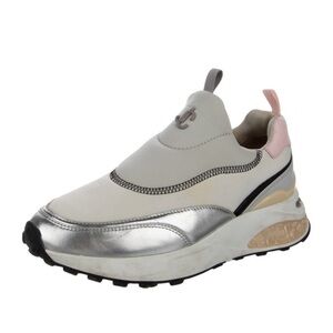 Women's Silver and Pink Slip-On Sneakers